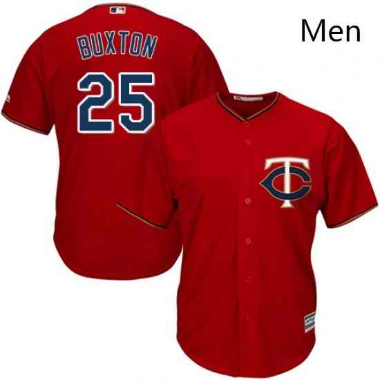 Mens Majestic Minnesota Twins 25 Byron Buxton Replica Scarlet Alternate Cool Base MLB Jersey